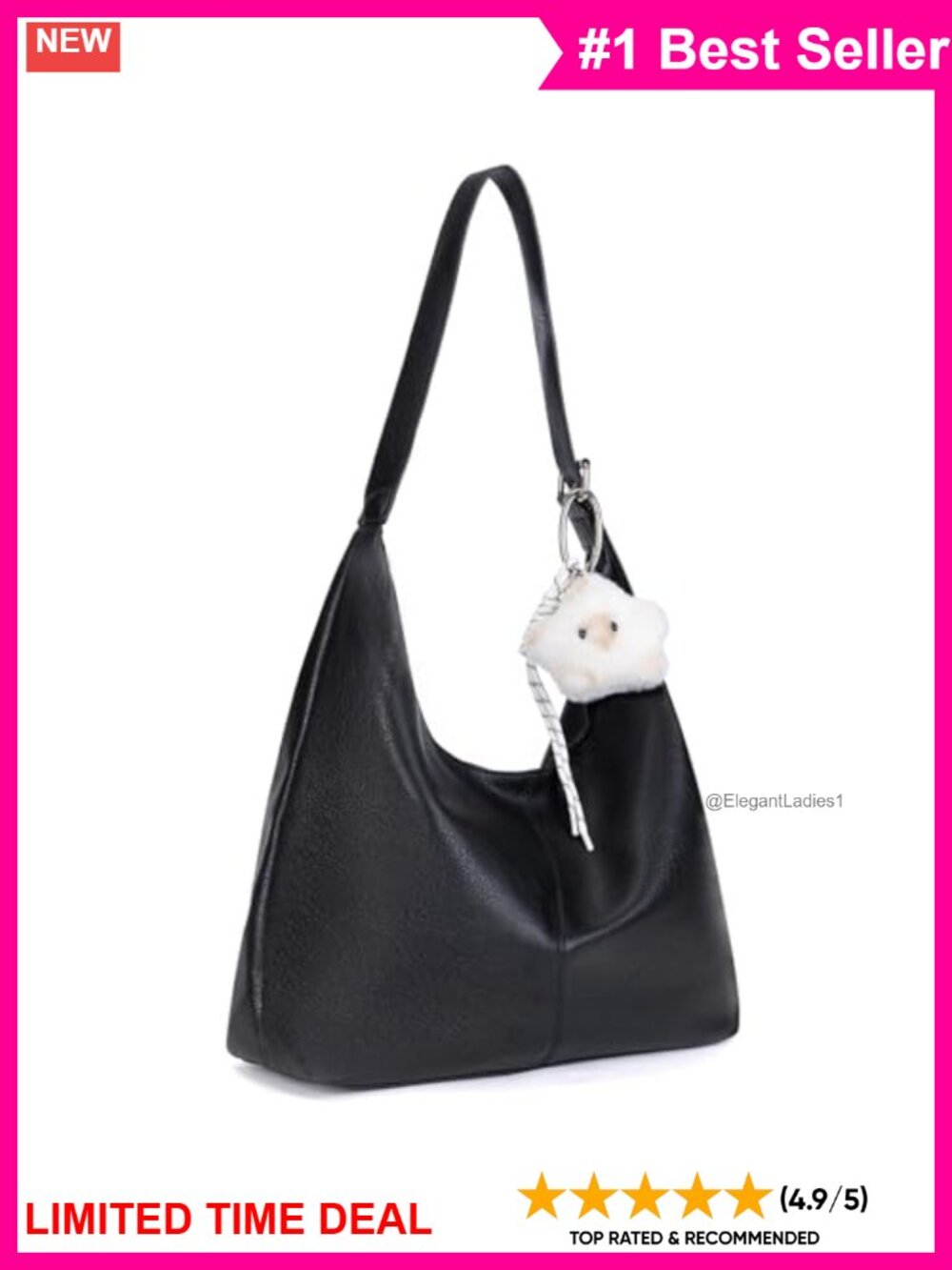 Slouchy Hobo Bag Vegan Leather Shoulder Tote Crossbody Purse